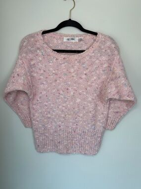 Vintage T.Q. Pink Wool Half Sleeve Sweater 80’s Pastel Comfy
